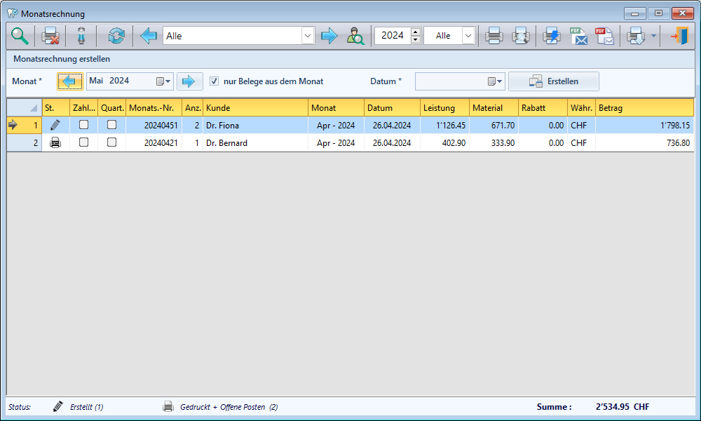 Monatsrechnung